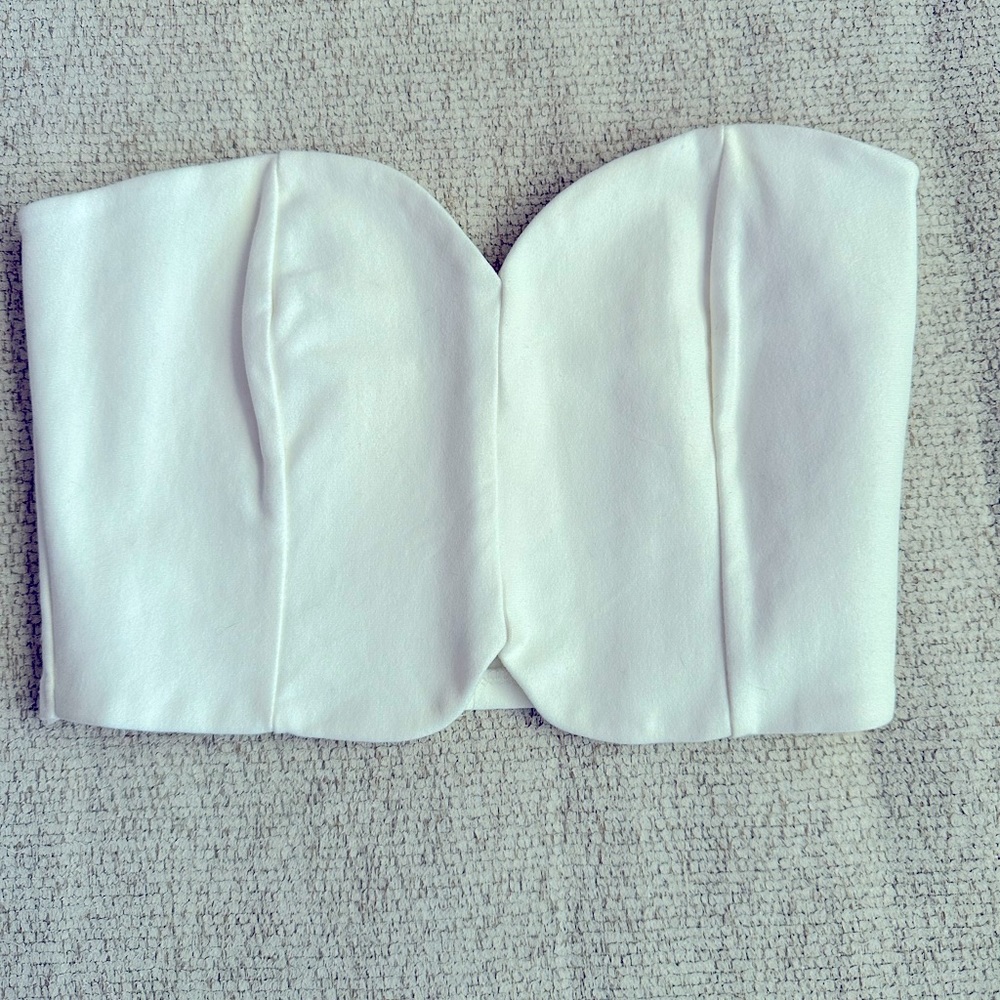 Solemio white long bandeau top